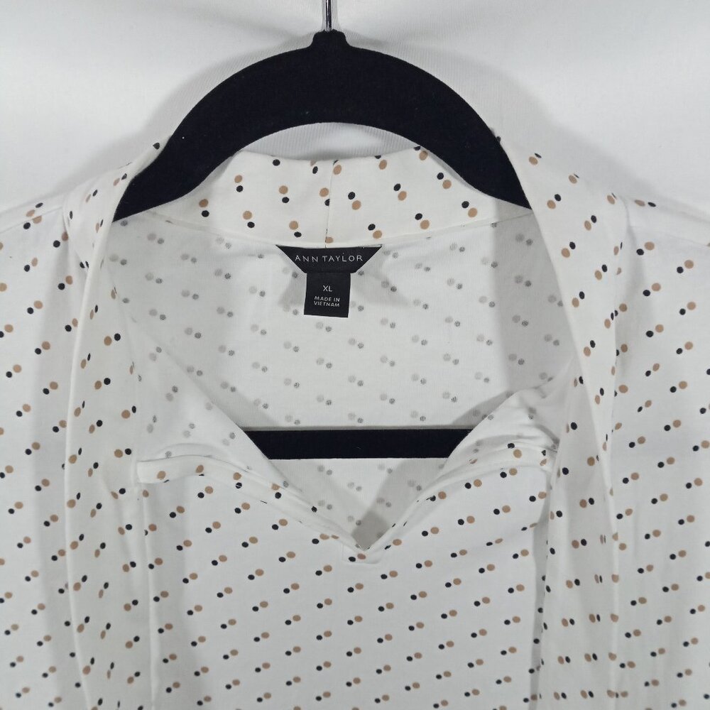 Ann Taylor Top Womens XLarge Tank Blouse Sleeveless Polka Dot Casual Capsule - Picture 3 of 6